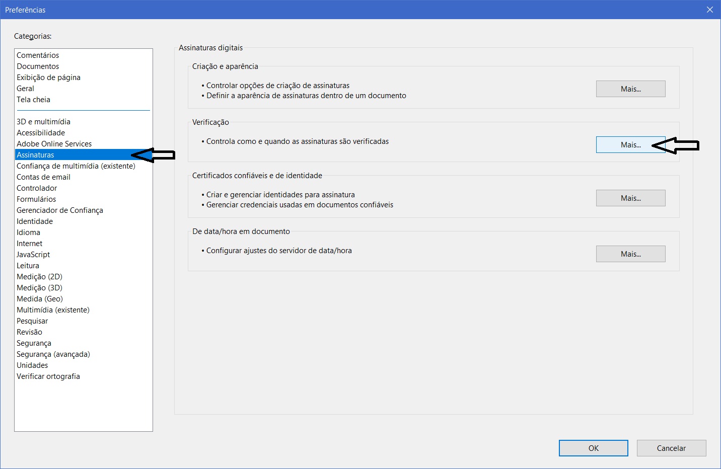 Configuração de assinaturas